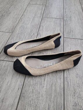 TOMS One for One women's tan and black ballet flats size 10